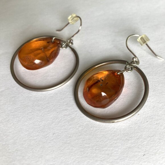 Baltic Amber Dangle Earrings - Vintage - Picture 3 of 5